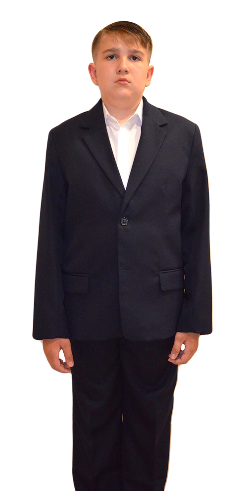 Пиджак для мальчика школьный арт.тк. С32-ПП тк. п/ш цв. синий (бол. раз.)