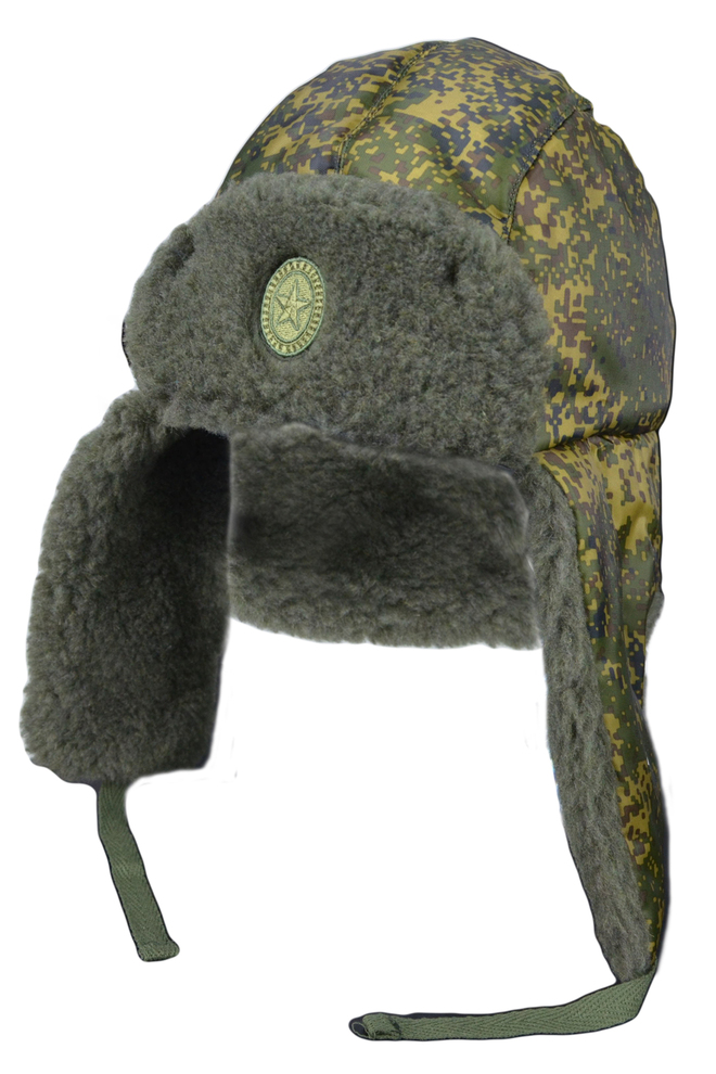 Шапка-ушанка утепленная (иск.мех) на завязках цв. кмф 