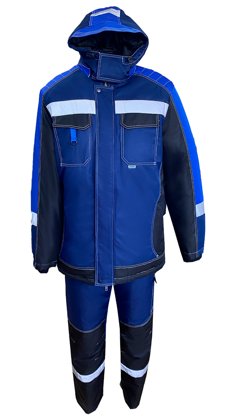 Костюм утеплённый мужской (комплект) «Юкон-Мембрана» ЮП-2 куртка и п/к т.синий, чёрный, василёк
